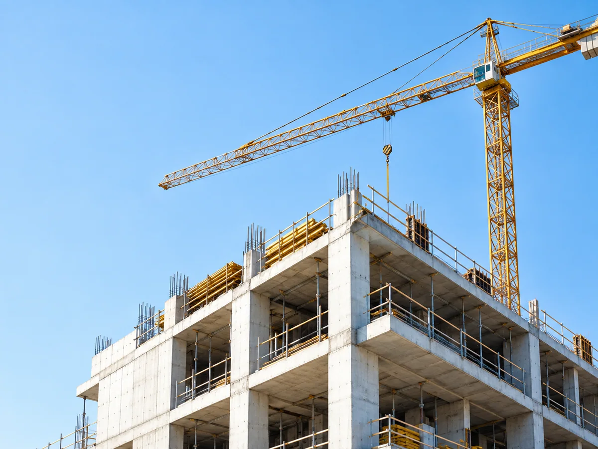 Construction project with a tower crane