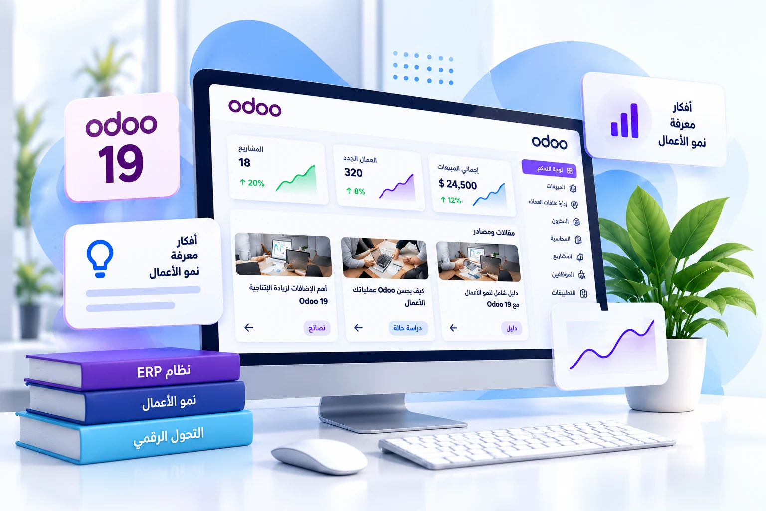 لوحة أودو للأعمال على شاشة حاسوب