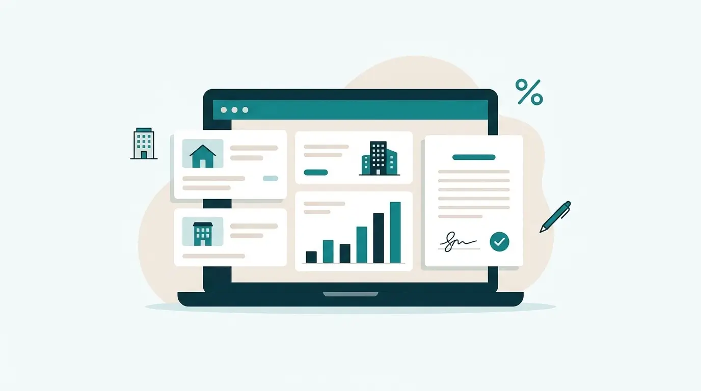 Odoo real estate dashboard showing broker commissions and property contracts